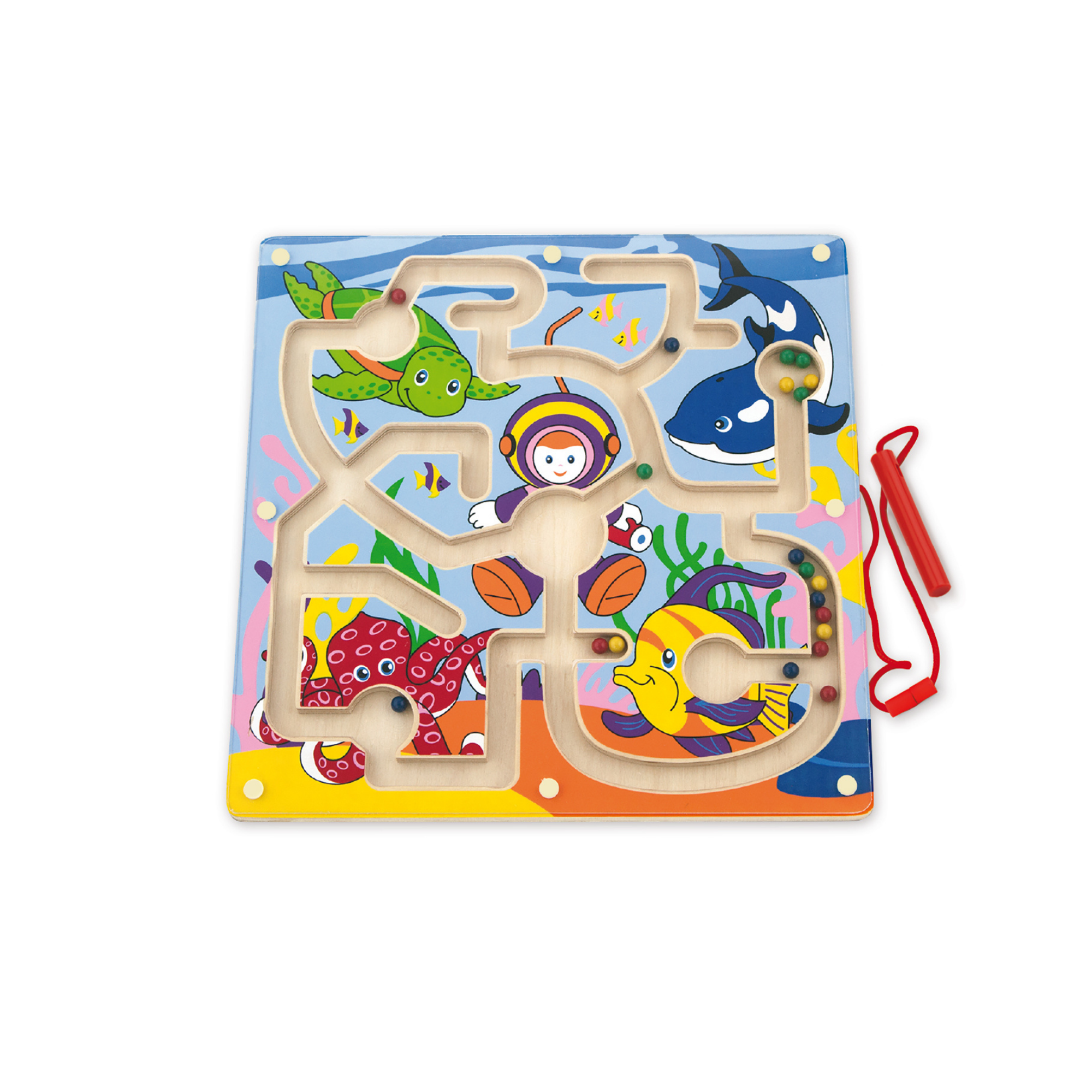VIGA Magnetic Bead Trace - Under the Sea , Montessori Wooden Magnetic Maze Toy for Toddlers , Fine Motor Skills & Hand-Eye Coordination Development , Eco-Friendly, Non-Toxic Paints , Ages 18 Months+