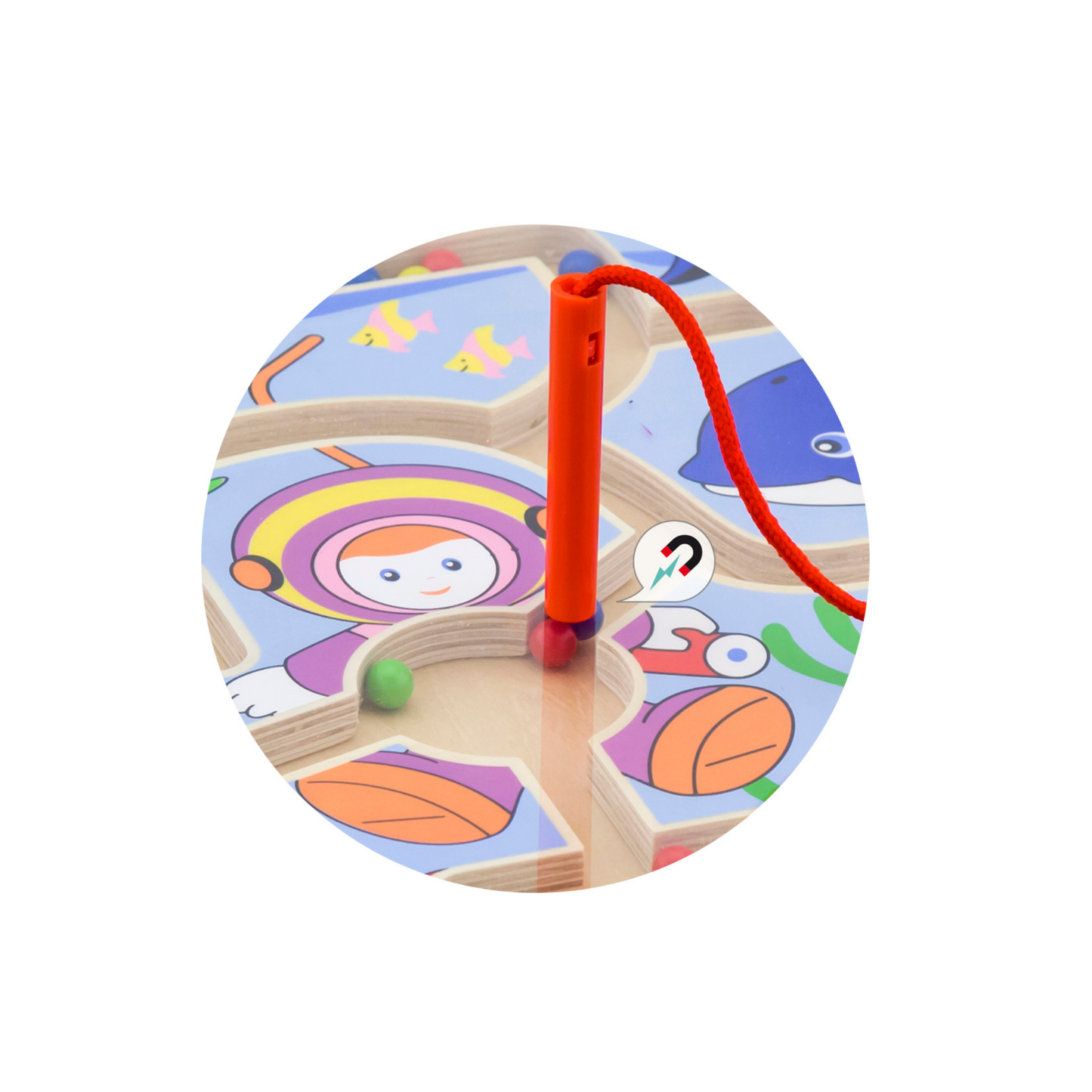 VIGA Magnetic Bead Trace - Under the Sea , Montessori Wooden Magnetic Maze Toy for Toddlers , Fine Motor Skills & Hand-Eye Coordination Development , Eco-Friendly, Non-Toxic Paints , Ages 18 Months+