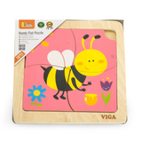 Viga Honey Bee, 4 Piece Block Puzzle, Montessori Wooden Toy, Develops Sensory, Cognitive & Fine Motor Skills, Non-Toxic & Eco-friendly Kids Educational Toy, Suitable for Boys and Girls Aged 12M+