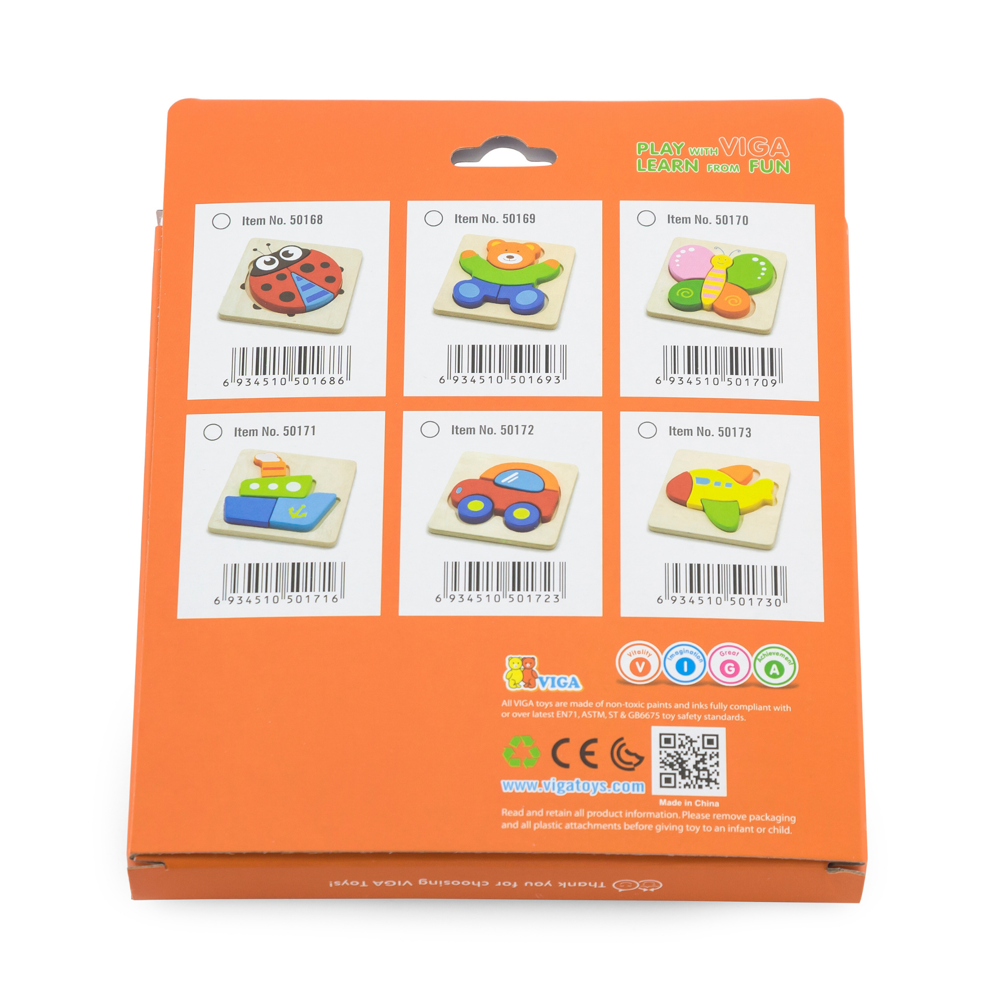 Viga Butterfly, 5 Piece Block Puzzle, Montessori Wooden Toy, Develops Sensory, Cognitive & Fine Motor Skills, Non-Toxic & Eco-friendly Kids Educational Toy, Suitable for Boys and Girls Aged 18M+