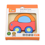Viga Car, 5 Piece Block Puzzle, Montessori Wooden Toy, Develops Sensory, Cognitive & Fine Motor Skills, Non-Toxic & Eco-friendly Kids Educational Toy, Suitable for Boys and Girls Aged 18M+