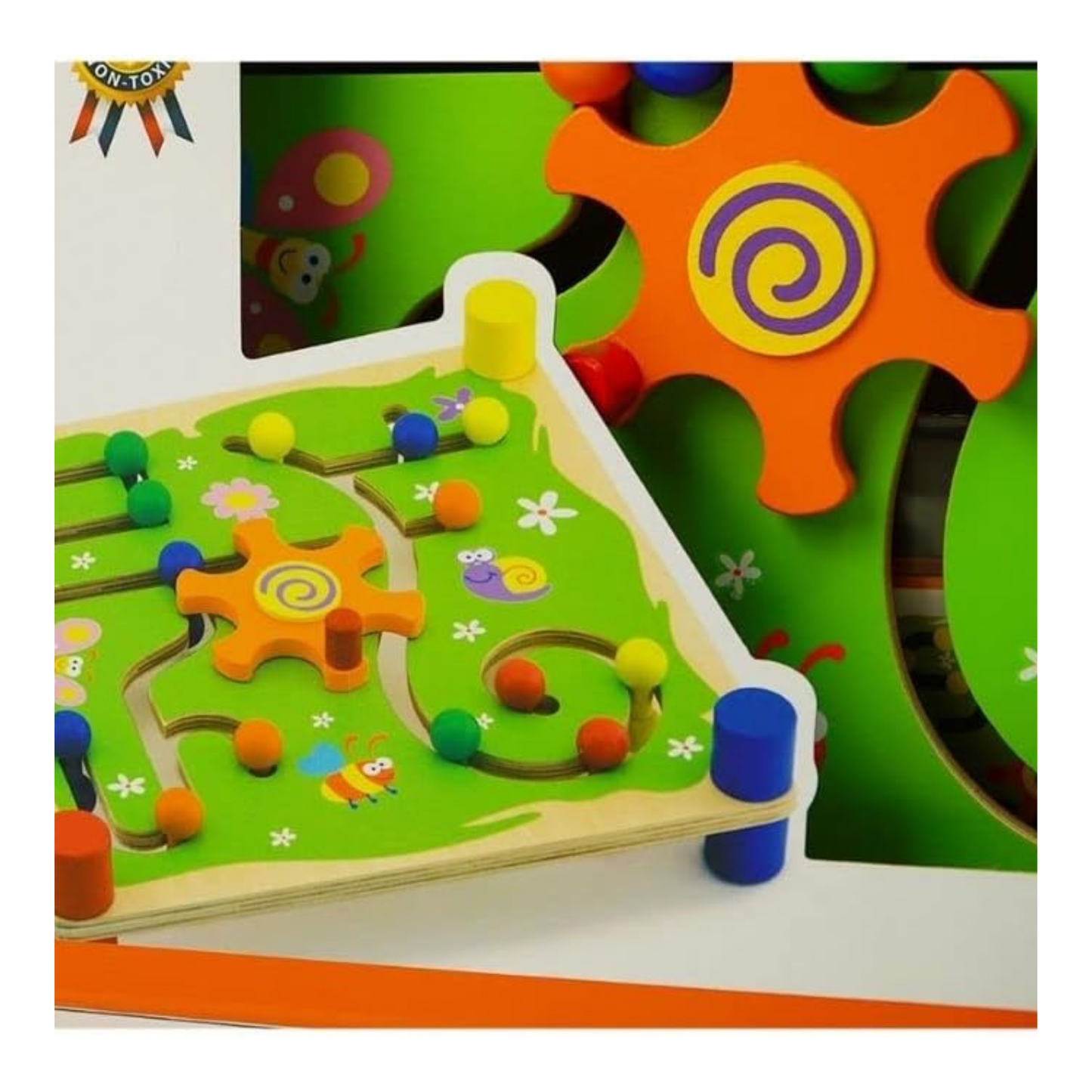 VIGA Wooden Track & Trace Game – Montessori-Inspired Bead Maze with Pattern Cards , Develops Hand-Eye Coordination, Spatial Awareness & Imagination , Eco-Friendly, Non-Toxic Paints , Ages 2+