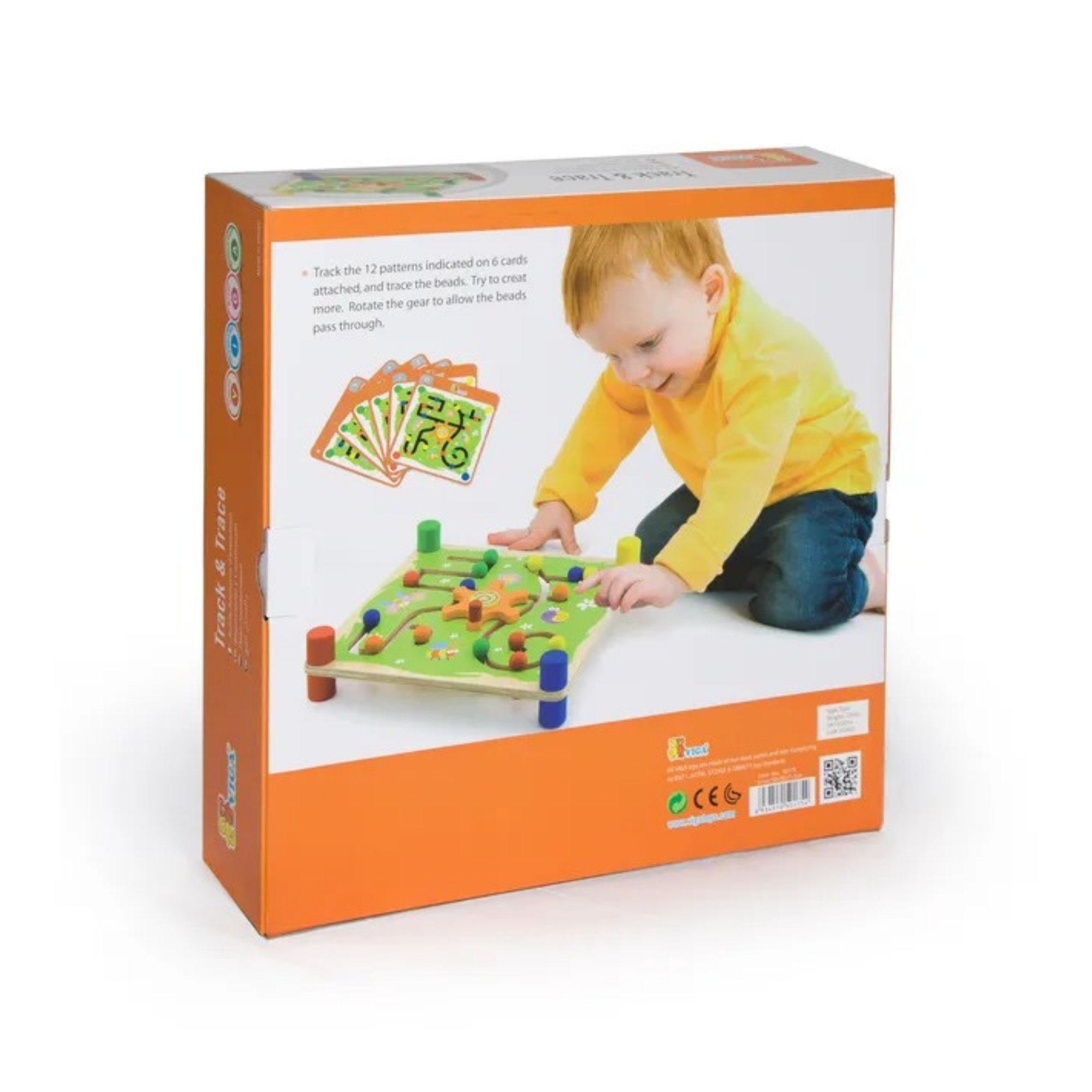 VIGA Wooden Track & Trace Game – Montessori-Inspired Bead Maze with Pattern Cards , Develops Hand-Eye Coordination, Spatial Awareness & Imagination , Eco-Friendly, Non-Toxic Paints , Ages 2+
