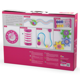 Viga Pink Wooden Activity Baby Walker, Montessori Toddler Walker with Clock, Bead Maze & Gears, Supports Walking & Motor Skills, Eco-Friendly & Non-Toxic Educational Toy, for Ages 18M+