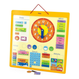 VIGA Wooden Magnetic Calendar for Kids – Montessori-Inspired Learning Calendar with 75 Pieces, Educational Wall Chart for Time, Weather, Days, and Seasons, Eco-Friendly Toy for Home & School , Ages 3+