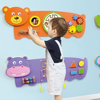 VIGA Montessori Hippo Wall Toy – Multifunctional Sensory Activity Panel for Toddlers – Durable Wooden Educational Toy for Hand-Eye Coordination and Brain Development – Ages 18 Months+