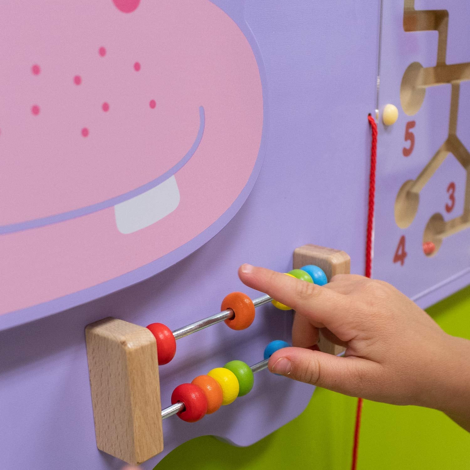 VIGA Montessori Hippo Wall Toy – Multifunctional Sensory Activity Panel for Toddlers – Durable Wooden Educational Toy for Hand-Eye Coordination and Brain Development – Ages 18 Months+