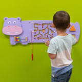 VIGA Montessori Hippo Wall Toy – Multifunctional Sensory Activity Panel for Toddlers – Durable Wooden Educational Toy for Hand-Eye Coordination and Brain Development – Ages 18 Months+