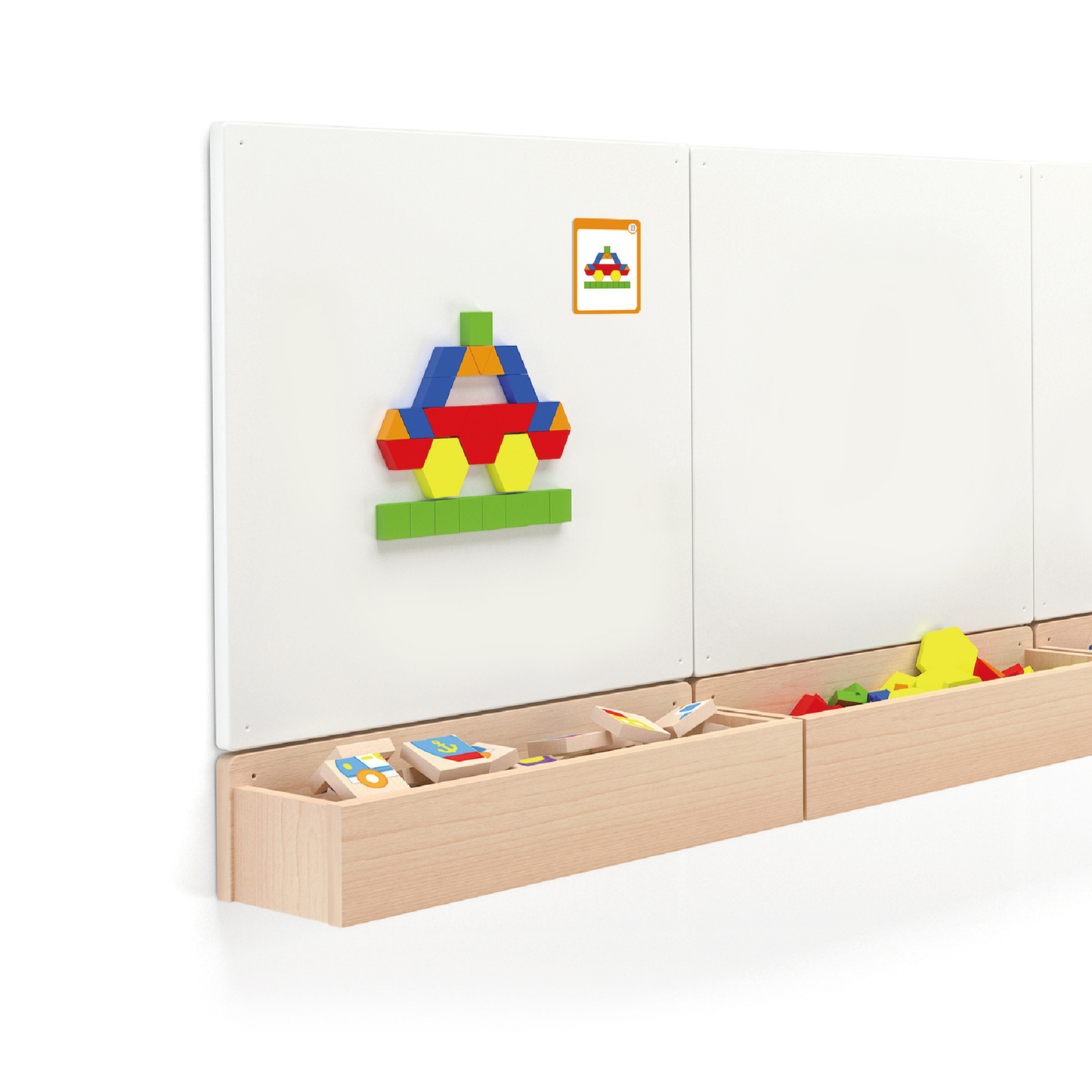 Viga Geometric Blocks, 102 Piece Magnetic Puzzle, Montessori Wooden Toy, Develops Sensory, Cognitive & Fine Motor Skills, Non-Toxic & Eco-friendly Kids Educational Toy, Suitable for Children Aged 3Y+