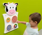 VIGA Wall Toy – Turning Patterns Montessori Wooden Sensory Activity for Toddlers 18M+ – Eco-Friendly Learning Toy with Rolling Discs – Hand-Eye Coordination and Logic Development