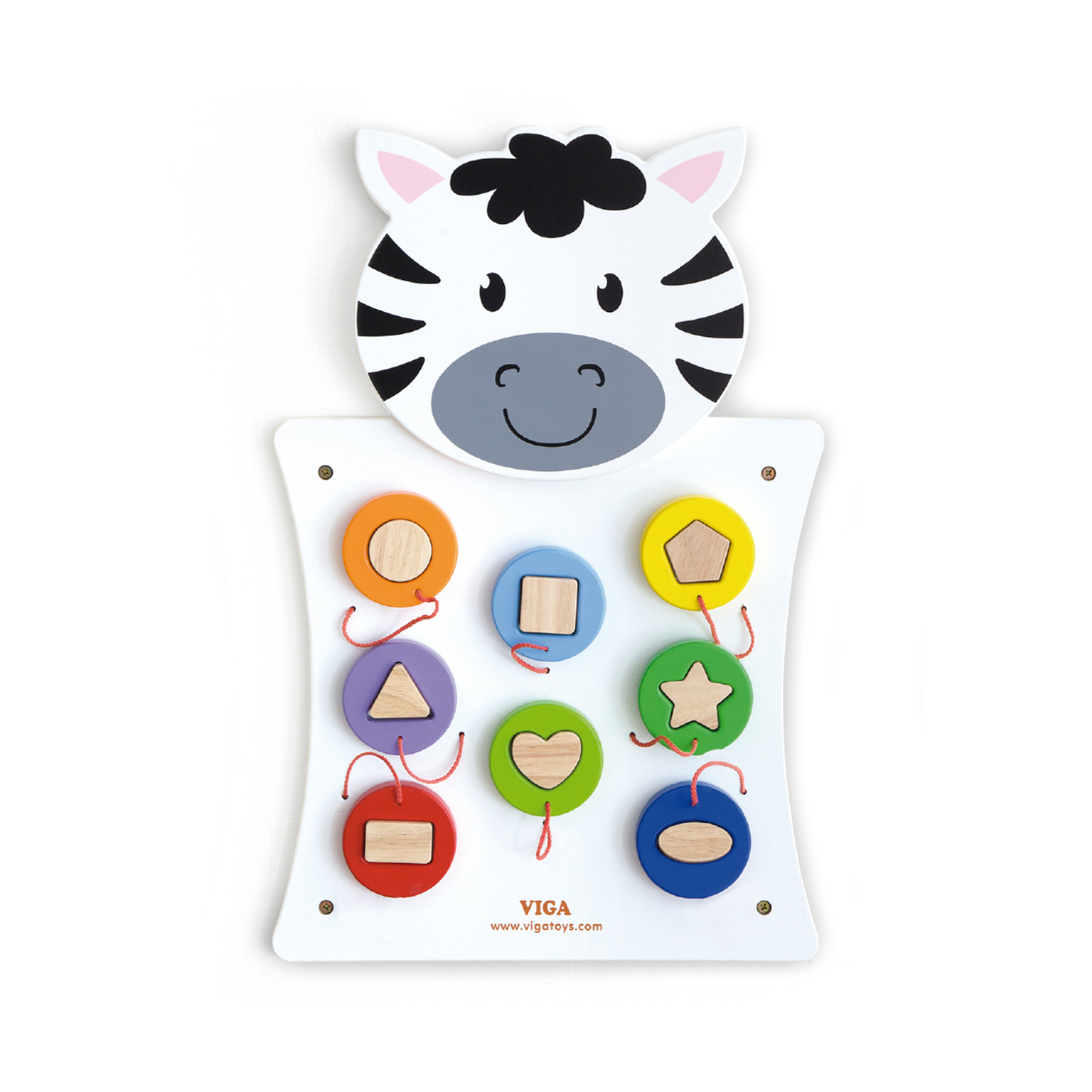 Viga Match Shapes, 8 Piece Shape Matching Puzzle, Montessori Wooden Toy, Develops Spatial Reasoning, Fine Motor & Cognitive Skills, Eco-Friendly Educational Wall Panel, for Boys & Girls 18M+