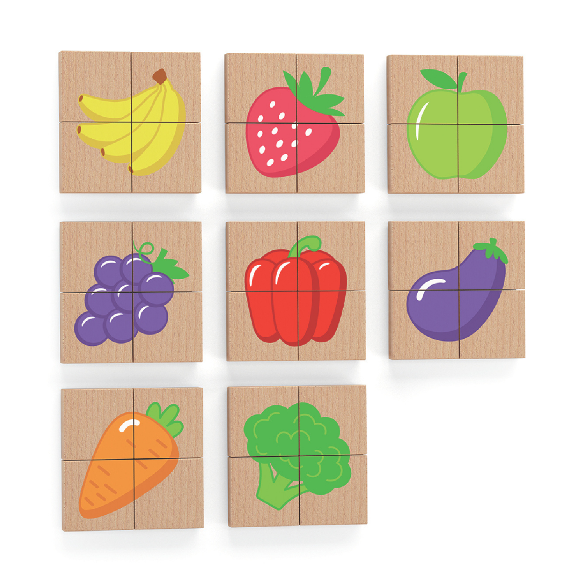 Viga Fruits, 32 Piece Magnetic Block Puzzle, Montessori Wooden Toy, Develops Sensory, Cognitive & Fine Motor Skills, Non-Toxic & Eco-friendly Kids Educational Toy, Suitable for Children Aged 18M+