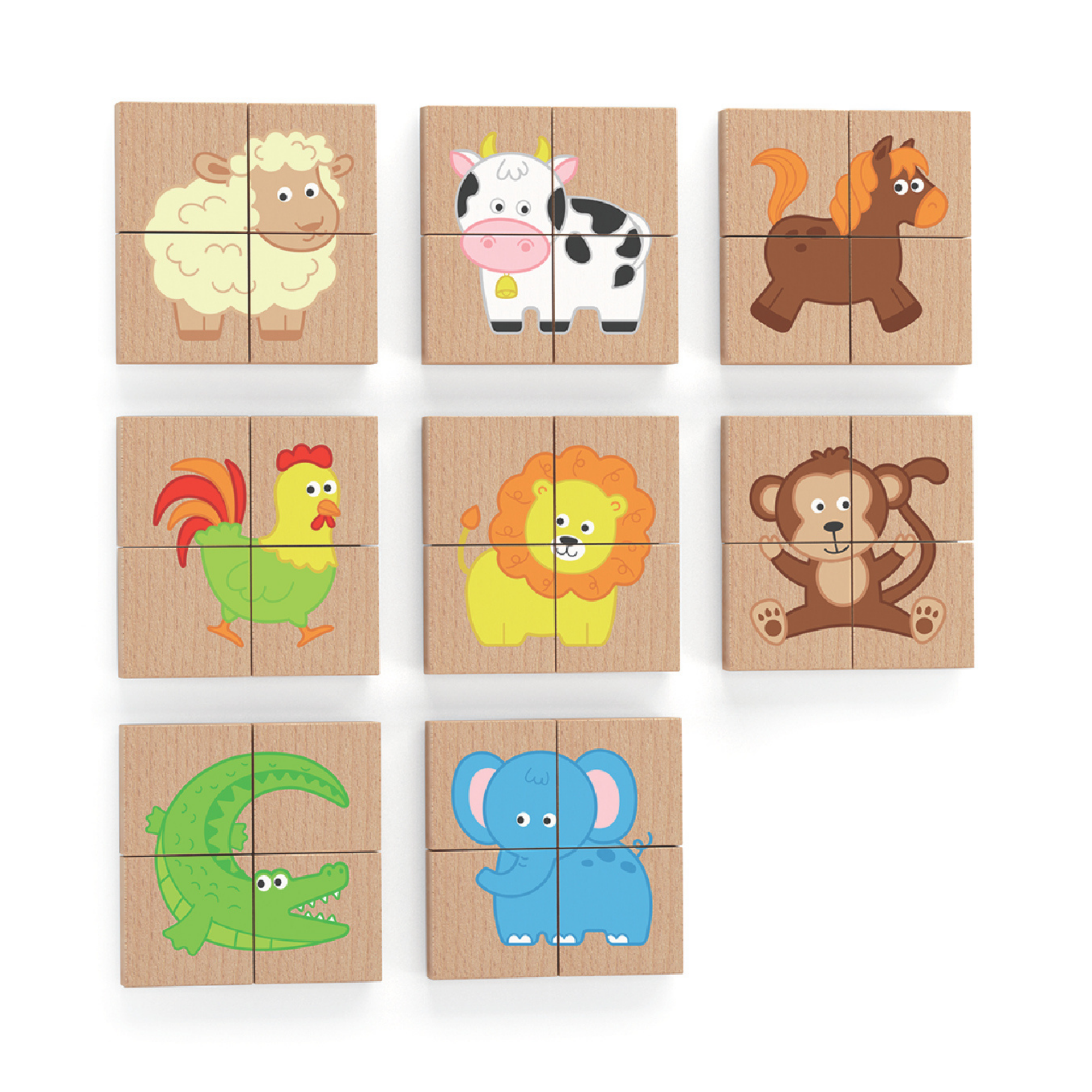 Viga Animals, 32 Piece Magnetic Block Puzzle, Montessori Wooden Toy, Develops Sensory, Cognitive & Fine Motor Skills, Non-Toxic & Eco-friendly Kids Educational Toy, Suitable for Children Aged 18M+