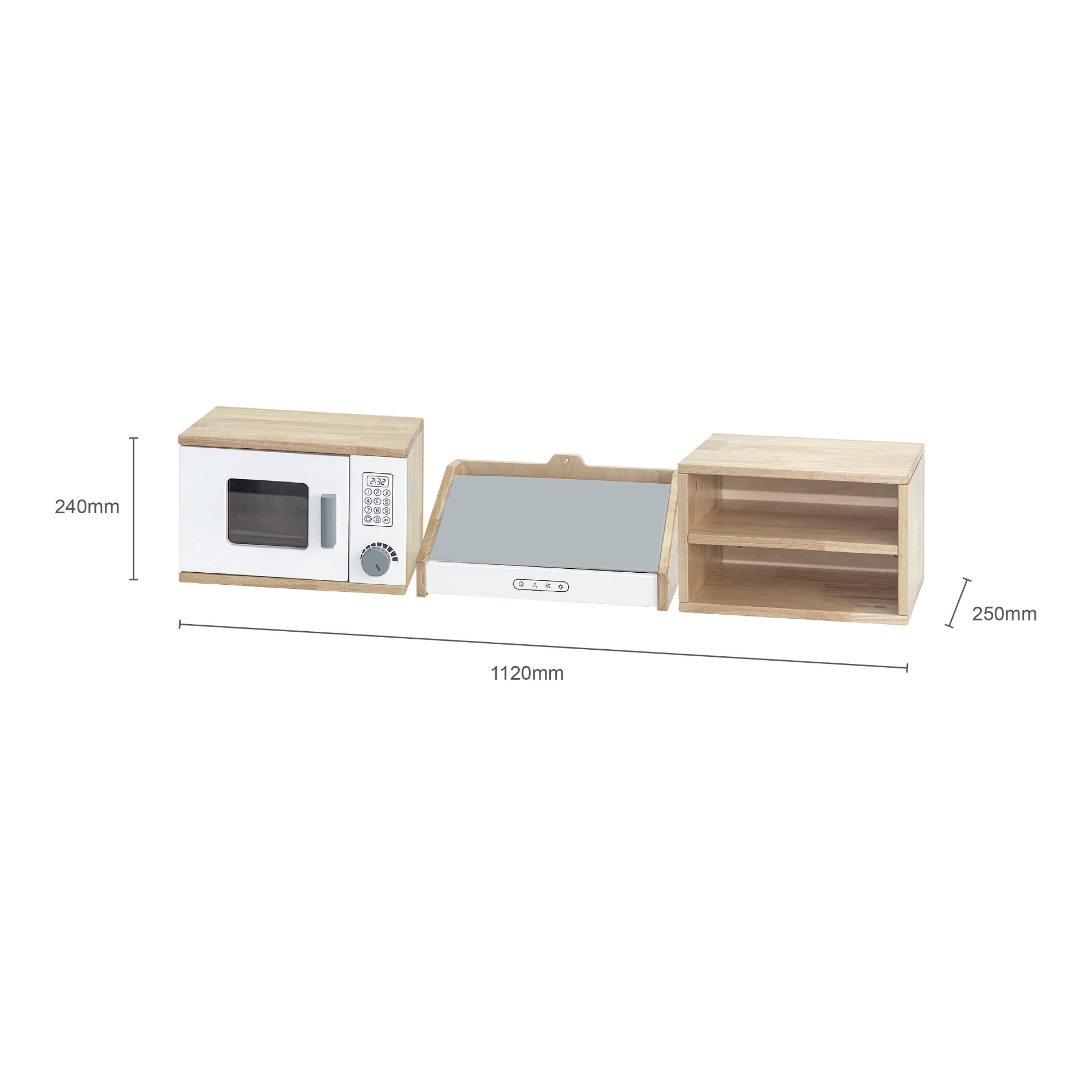 Viga White Kitchen Wall Set, Montessori Wooden Play Kitchen with Microwave, Exhaust Hood & Shelves, Pretend Play Furniture, Eco-Friendly & Non-Toxic, Develops Creativity & Coordination, Ages 3+