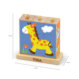 Viga Wild Animals, 6 Sided 3x3 Cube Puzzle, Montessori Wooden Toy, Develops Sensory, Cognitive & Fine Motor Skills, Non-Toxic & Eco-friendly Kids Educational Toy, Suitable for Boys and Girls Aged 2Y+