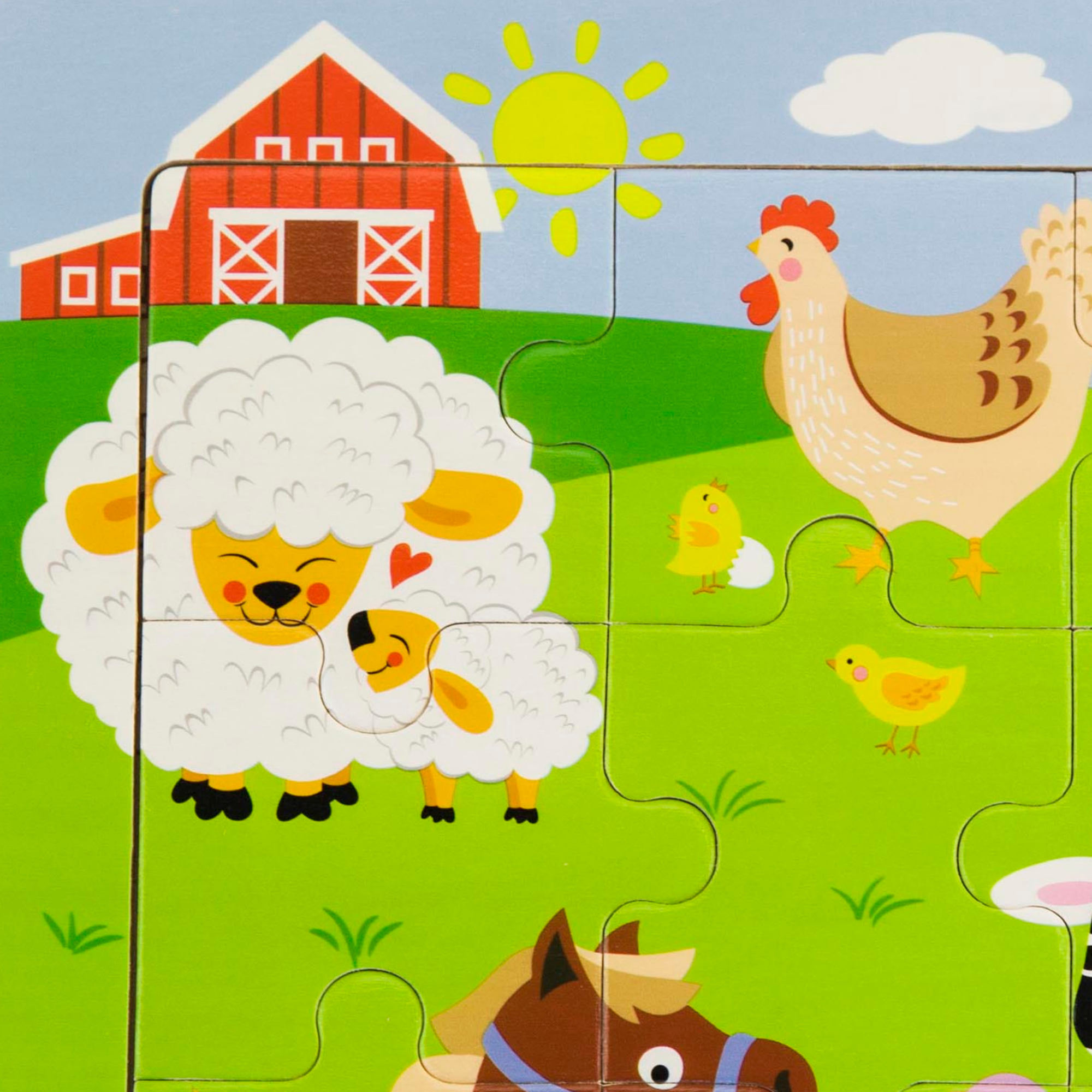 Viga Farm Animals, 9 Piece Jigsaw Puzzle, Montessori Wooden Toy, Develops Sensory, Cognitive & Fine Motor Skills, Non-Toxic & Eco-friendly Kids Educational Toy, Suitable for Boys and Girls Aged 18M+