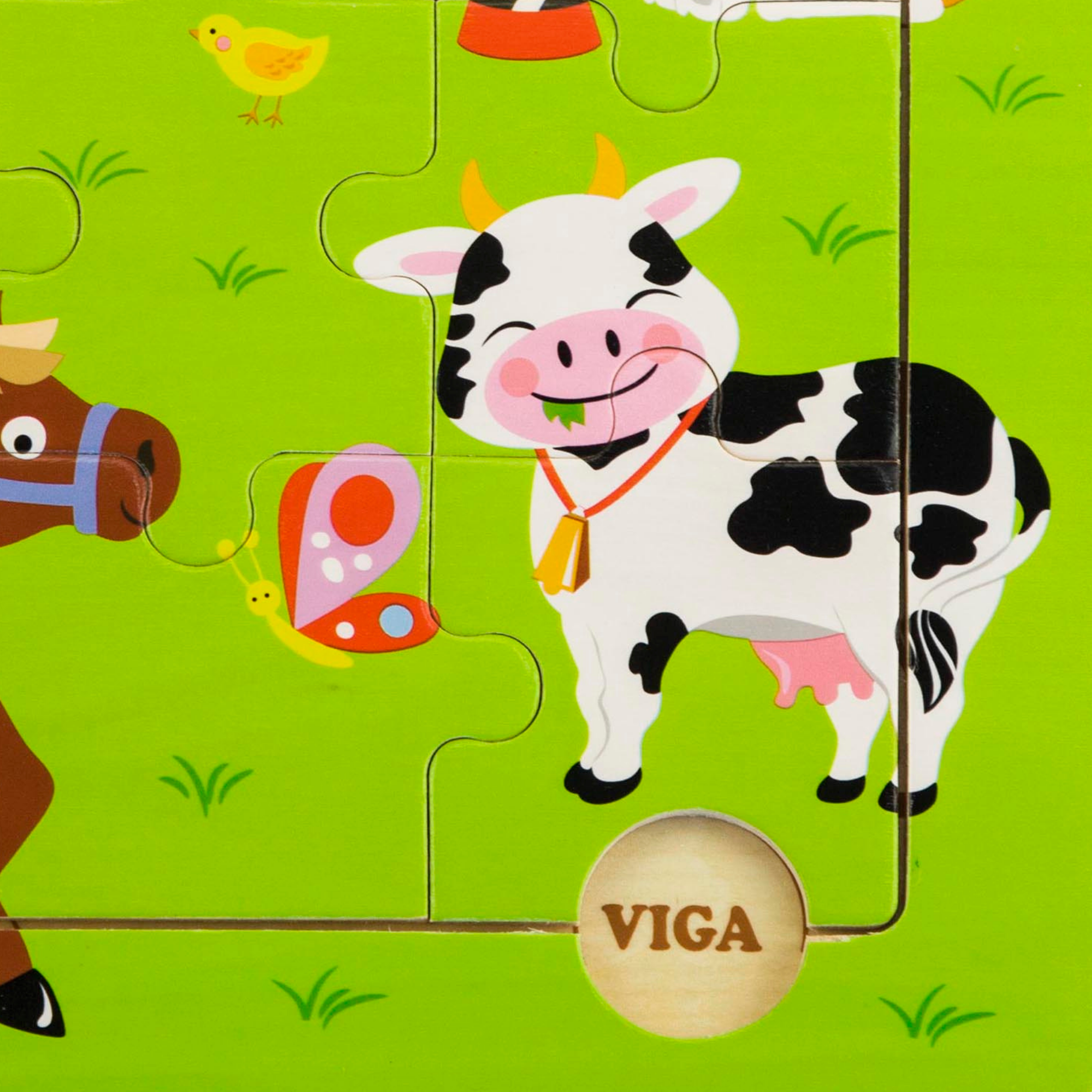 Viga Farm Animals, 9 Piece Jigsaw Puzzle, Montessori Wooden Toy, Develops Sensory, Cognitive & Fine Motor Skills, Non-Toxic & Eco-friendly Kids Educational Toy, Suitable for Boys and Girls Aged 18M+