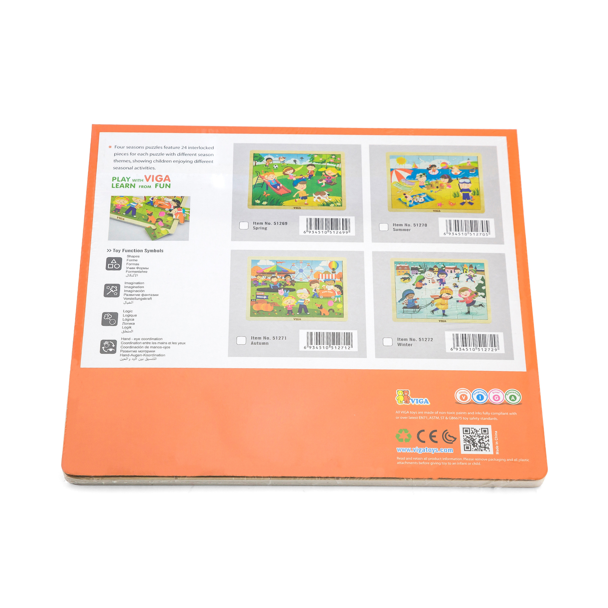 Viga Spring, Seasonal, 24 Piece Jigsaw Puzzle, Montessori Wooden Toy, Develops Sensory, Cognitive & Fine Motor Skills, Non-Toxic & Eco-friendly Kids Educational Toy, Suitable for Children Aged 2Y+