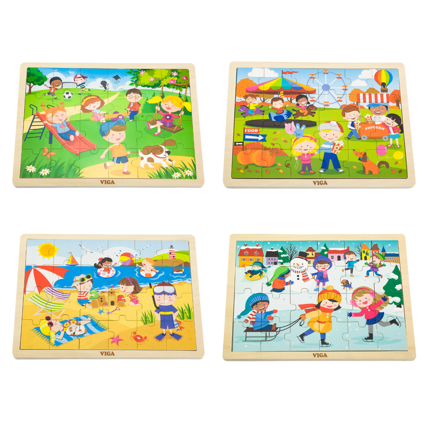 Viga Winter, Seasonal, 24 Piece Jigsaw Puzzle, Montessori Wooden Toy, Develops Sensory, Cognitive & Fine Motor Skills, Non-Toxic & Eco-friendly Kids Educational Toy, Suitable for Children Aged 2Y+