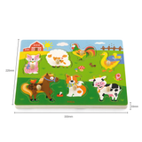 Viga Farm Animals, 7 Piece Knob Puzzle with Sound, Montessori Wooden Toy, Develops Sensory, Cognitive & Fine Motor Skills, Non-Toxic & Eco-friendly Kids Educational Toy, Suitable for Children 18M+