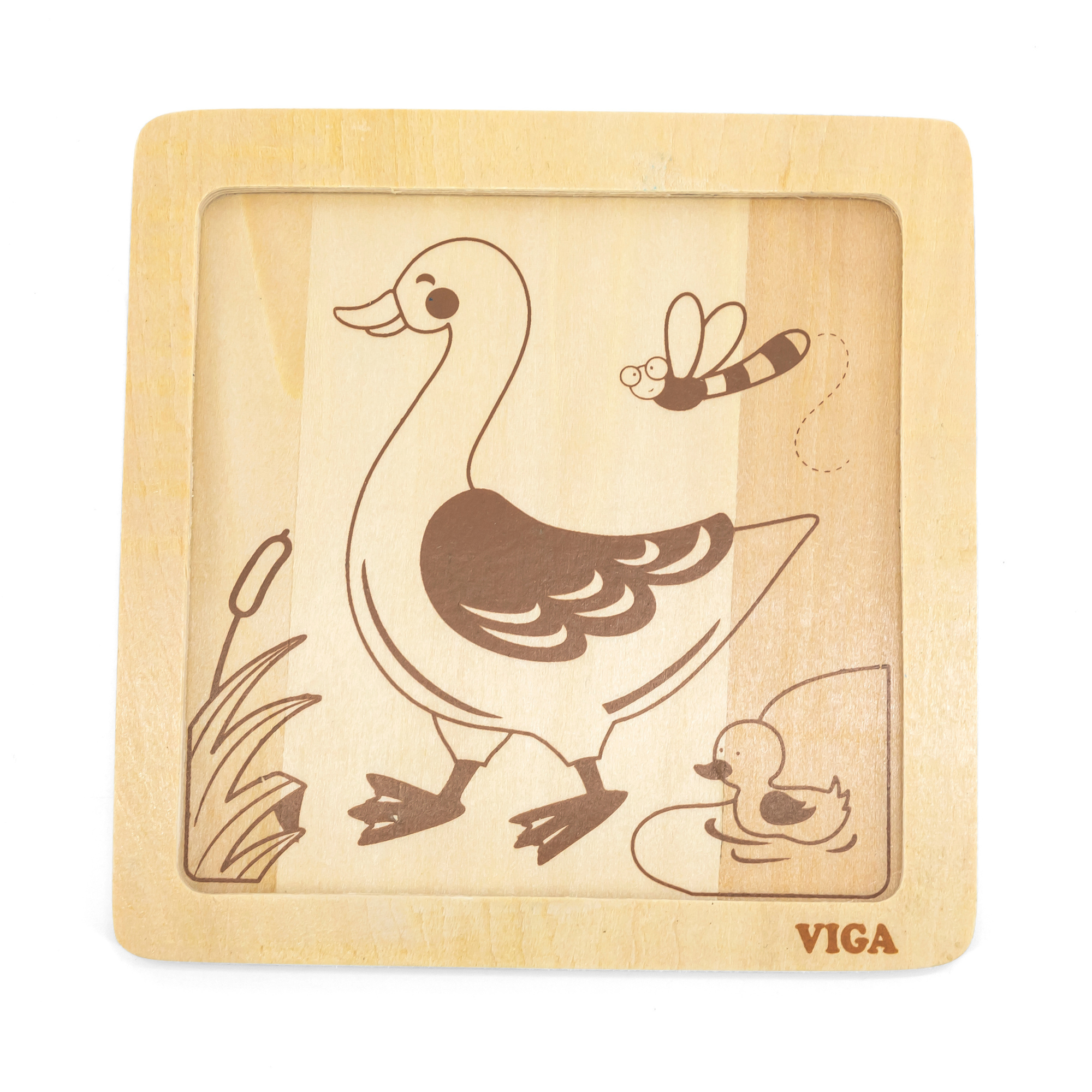 Viga Duck, 4 Piece Block Puzzle, Montessori Wooden Toy, Develops Sensory, Cognitive & Fine Motor Skills, Non-Toxic & Eco-friendly Kids Educational Toy, Suitable for Boys and Girls Aged 12M+