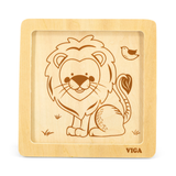 Viga Lion, 4 Piece Block Puzzle, Montessori Wooden Toy, Develops Sensory, Cognitive & Fine Motor Skills, Non-Toxic & Eco-friendly Kids Educational Toy, Suitable for Boys and Girls Aged 12M+