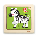 Viga Zebra, 4 Piece Block Puzzle, Montessori Wooden Toy, Develops Sensory, Cognitive & Fine Motor Skills, Non-Toxic & Eco-friendly Kids Educational Toy, Suitable for Boys and Girls Aged 12M+