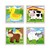 Viga Set of 12, 9 Piece Jigsaw Puzzle, Montessori Wooden Toy, Develops Sensory, Cognitive & Fine Motor Skills, Non-Toxic & Eco-friendly Kids Educational Toy, Suitable for Boys and Girls Aged 2Y+