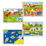Viga Set of 12, 24 Piece Jigsaw Puzzle, Montessori Wooden Toy, Develops Sensory, Cognitive & Fine Motor Skills, Non-Toxic & Eco-friendly Kids Educational Toy, Suitable for Boys and Girls Aged 2Y+