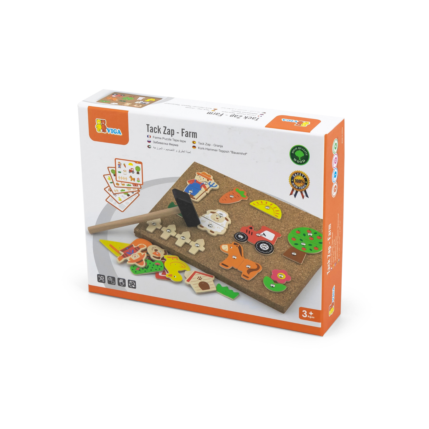 Viga Tack Zap Farm Playset, Montessori Wooden Hammer Toy with 24 Farm Pieces, Develops Fine Motor Skills & Logic, Eco-Friendly & Non-Toxic Educational Toy, for Boys & Girls Ages 4+