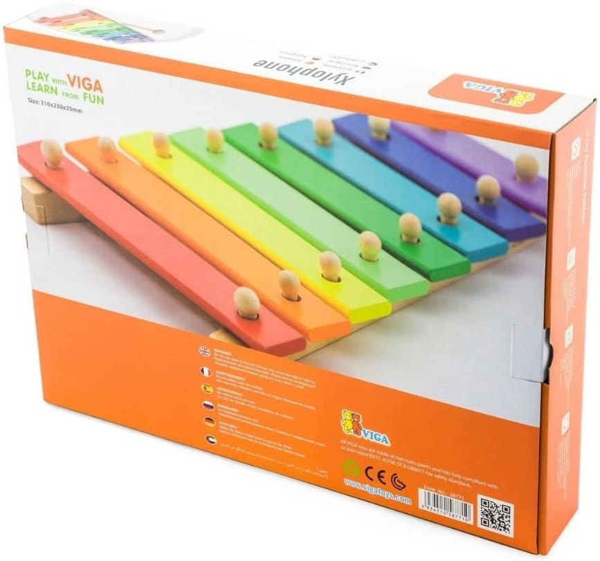 Glooke Selected Viga Wooden Xylophone - Educational MUSical Instrument Toy For Kids Ages 1+ Year, Multi-Coloured