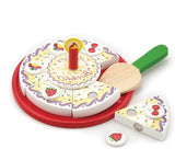 VIGA Wooden Birthday Cutting Cake Pretend Play Toy, Educational Role Play for Toddlers and Kids, Ages 1.5+