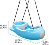 Step2 Rocket Double Swing for Boys and Girls Ages 1.5 Years and Up Blue Plastic Two Seat Outdoor Swing with Safety Straps and T Bar for Toddlers and Young Children