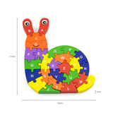 Viga 3D Snail with Alphabets, 26 Piece Jigsaw Block Puzzle, Montessori Wooden Toy, Develops Sensory, Cognitive & Fine Motor Skills, Non-Toxic & Eco-friendly Kids Educational Toy, 3Y+