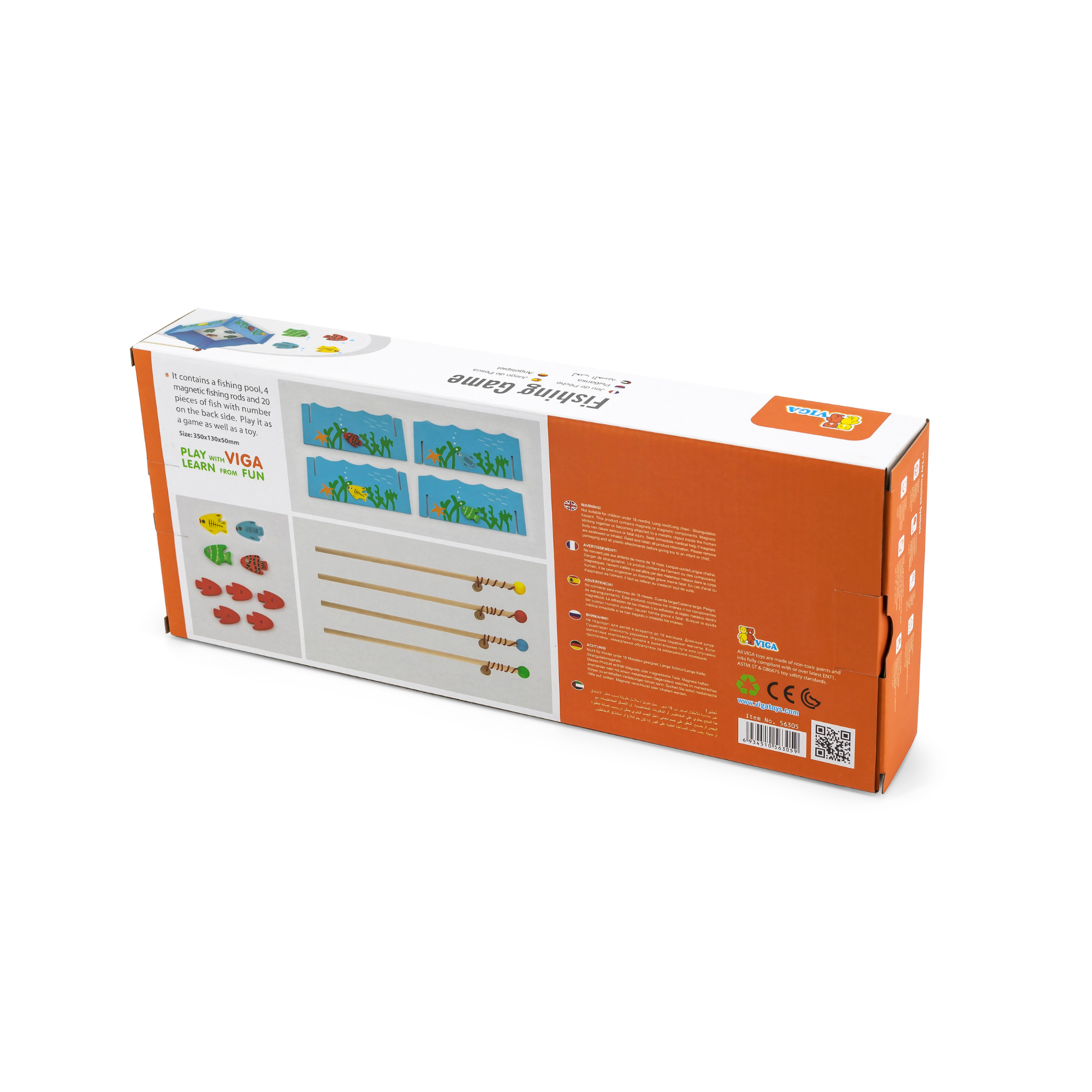 Viga Wooden Fishing Game, Montessori Magnetic Toy with 4 Rods & Numbered Fish, Develops Fine Motor Skills & Early Number Recognition, Eco-Friendly & Non-Toxic Educational Toy, for Ages 18M+