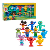 Sesame Street Neighborhood Friends Deluxe Pack, 3-Inch Poseable Action Figures, 10 Pack Collectible Toy Includes Elmo, Cookie Monster, Big Bird and More, Offically Licensed by Just Play for Kids  2+
