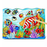 Viga Fishing with Rod, 8 Piece Magnetic Puzzle, Montessori Wooden Toy, Develops Sensory, Cognitive & Fine Motor Skills, Non-Toxic & Eco-friendly Kids Educational Toy, Suitable for Children Aged 18M+