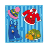 Viga Dresses, 4 Piece Knob Puzzle, Montessori Wooden Toy, Develops Sensory, Cognitive & Fine Motor Skills, Non-Toxic & Eco-friendly Kids Educational Toy, Suitable for Boys and Girls Aged 12M+