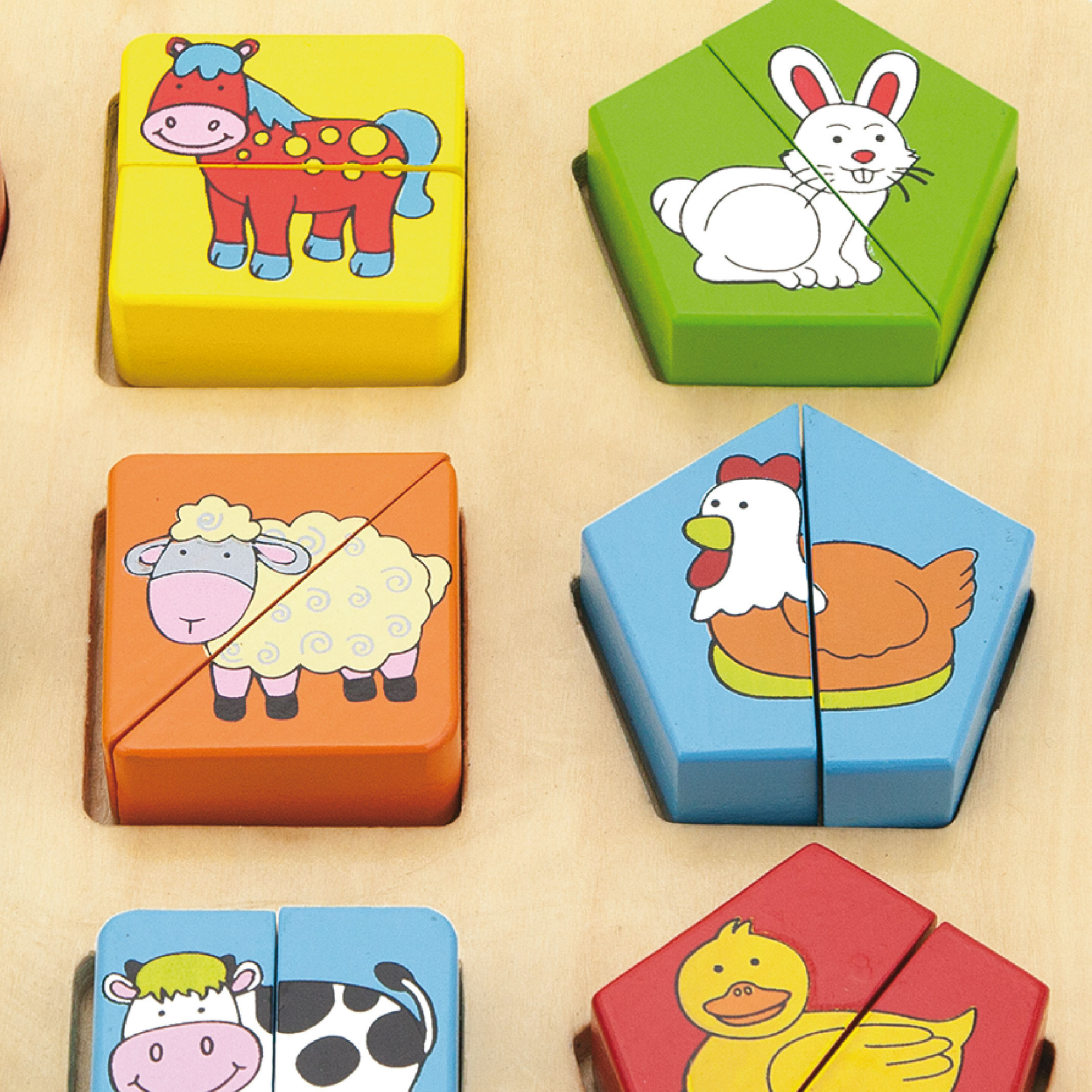 Viga Farm Animals, 18 Piece Geometric Block Puzzle, Montessori Wooden Toy, Develops Sensory, Cognitive & Fine Motor Skills, Non-Toxic & Eco-friendly Kids Educational Toy, Suitable for Children 18M+