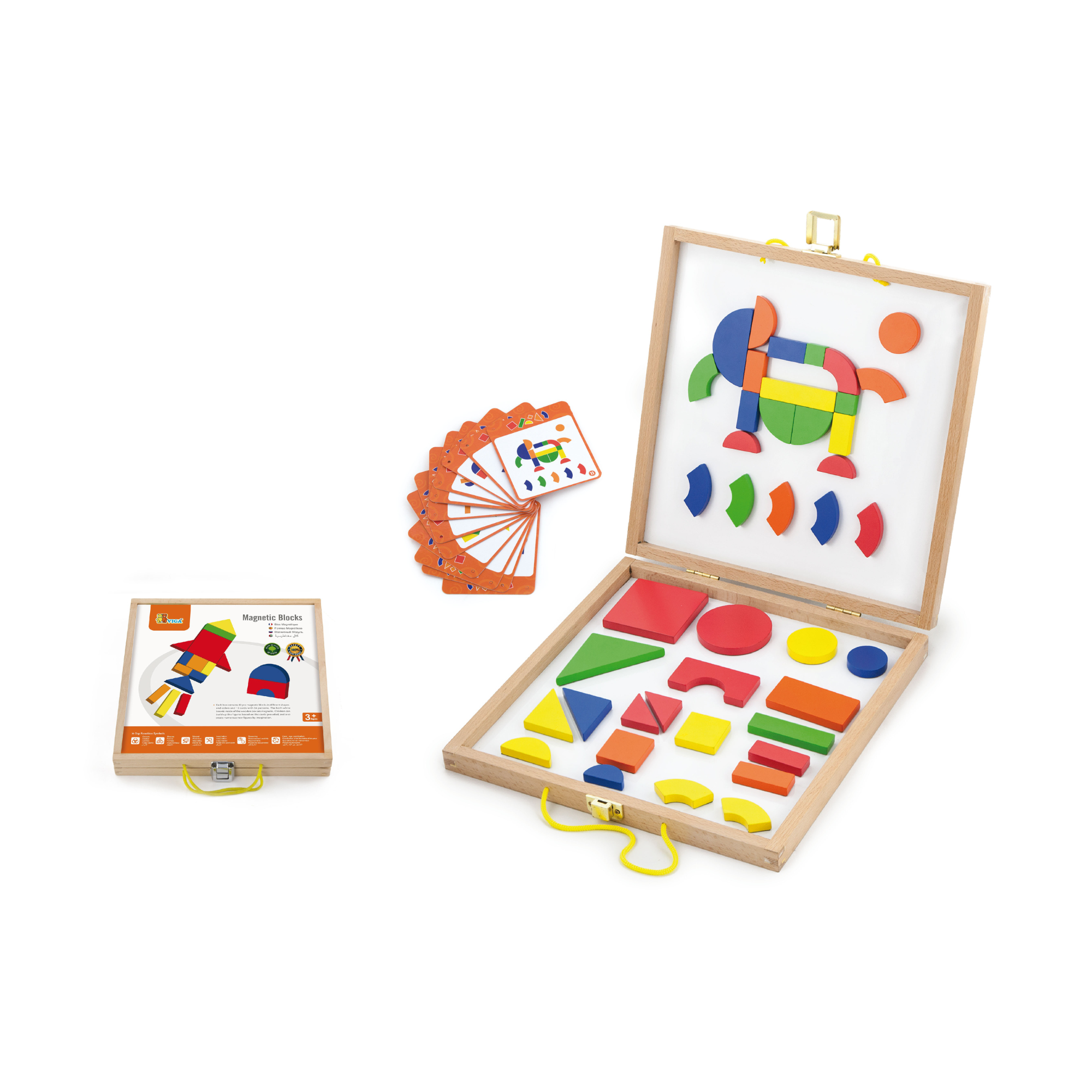 Viga Magnetic Blocks, 42 Piece  Puzzle, Montessori Wooden Toy, Develops Sensory, Cognitive & Fine Motor Skills, Non-Toxic & Eco-friendly Kids Educational Toy, Suitable for Boys and Girls Aged 3Y+