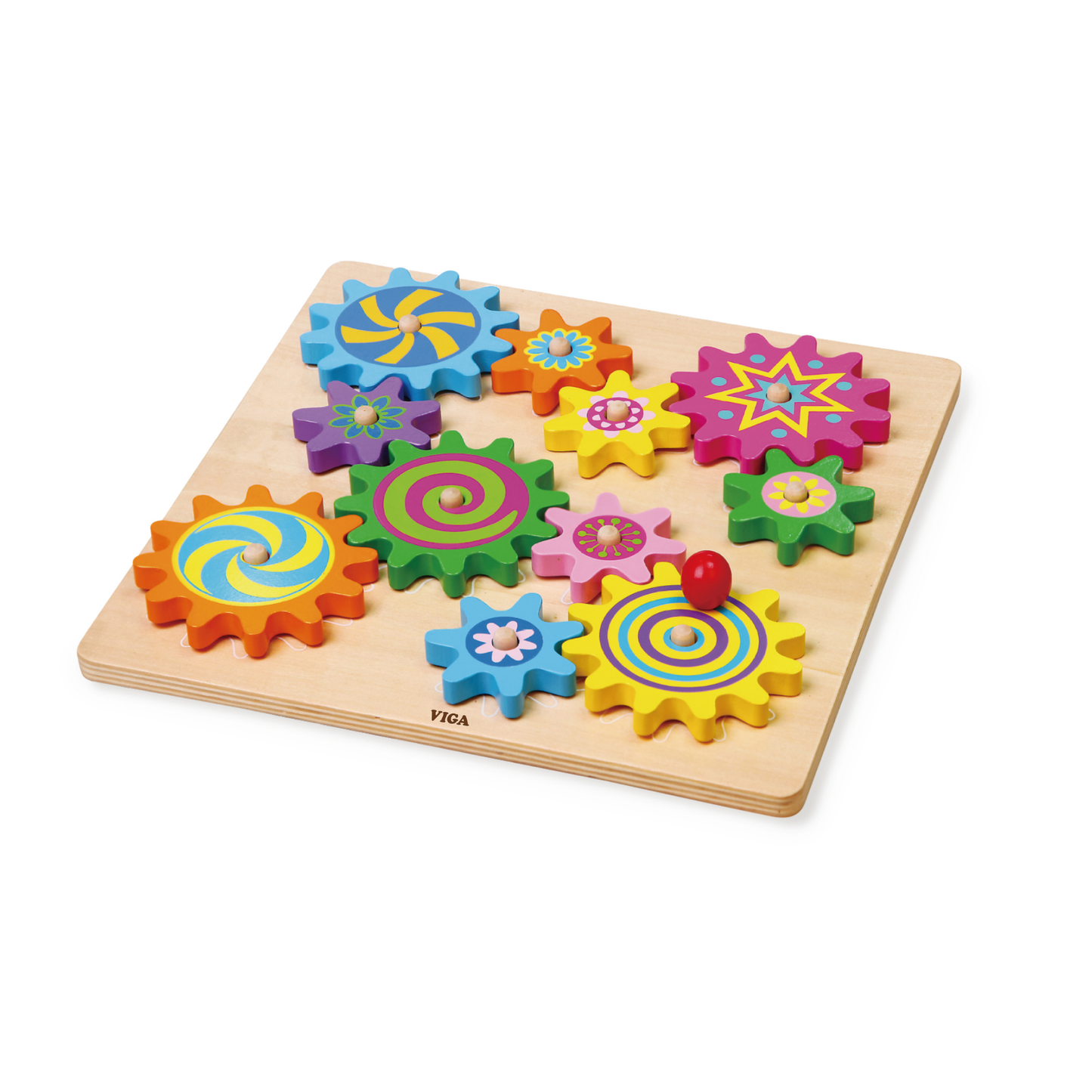 Viga Wooden Spinning Gears Montessori Puzzle, Develops Hand-Eye Coordination & Logical Thinking, Swap & Spin Gears for Creative Play, Eco-Friendly & Non-Toxic Educational Toy, Ages 18M+
