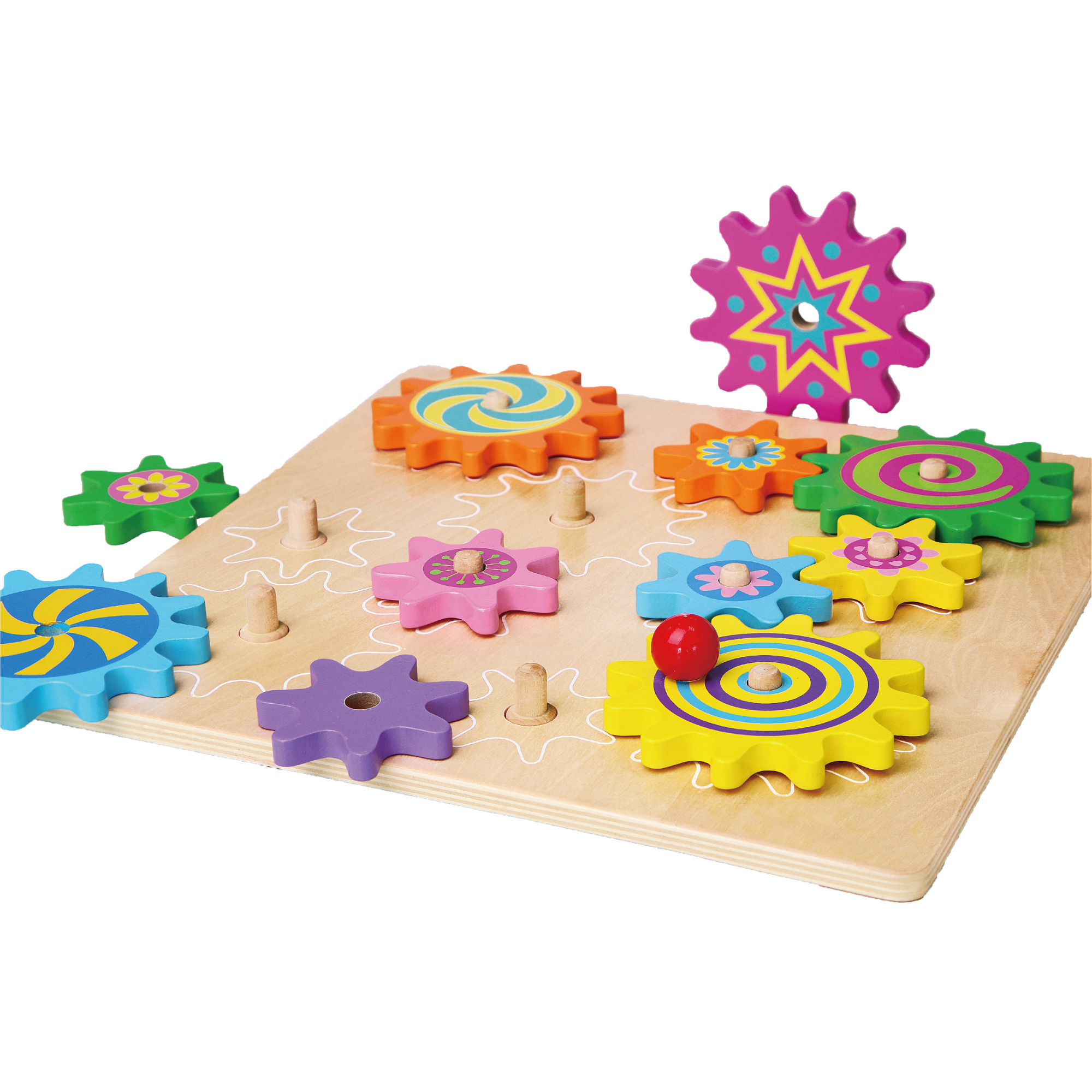 Viga Wooden Spinning Gears Montessori Puzzle, Develops Hand-Eye Coordination & Logical Thinking, Swap & Spin Gears for Creative Play, Eco-Friendly & Non-Toxic Educational Toy, Ages 18M+