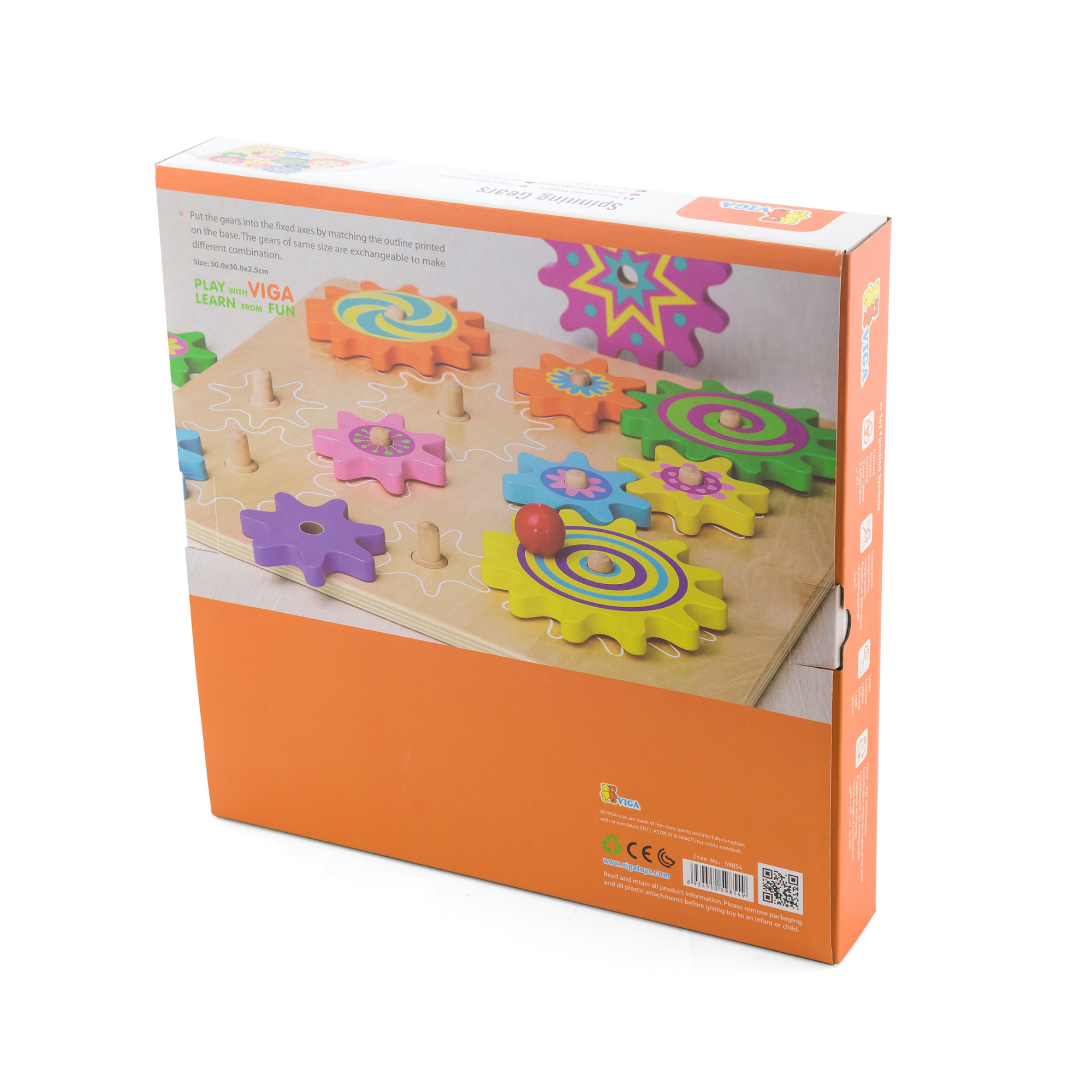 Viga Wooden Spinning Gears Montessori Puzzle, Develops Hand-Eye Coordination & Logical Thinking, Swap & Spin Gears for Creative Play, Eco-Friendly & Non-Toxic Educational Toy, Ages 18M+