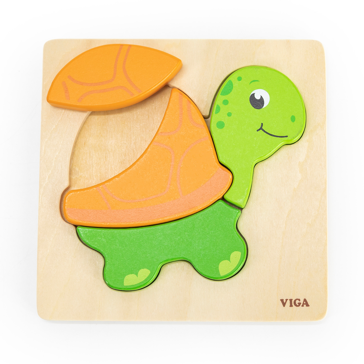 Viga Turtle, 4 Piece Block Puzzle, Montessori Wooden Toy, Develops Sensory, Cognitive & Fine Motor Skills, Non-Toxic & Eco-friendly Kids Educational Toy, Suitable for Boys and Girls Aged 18M+