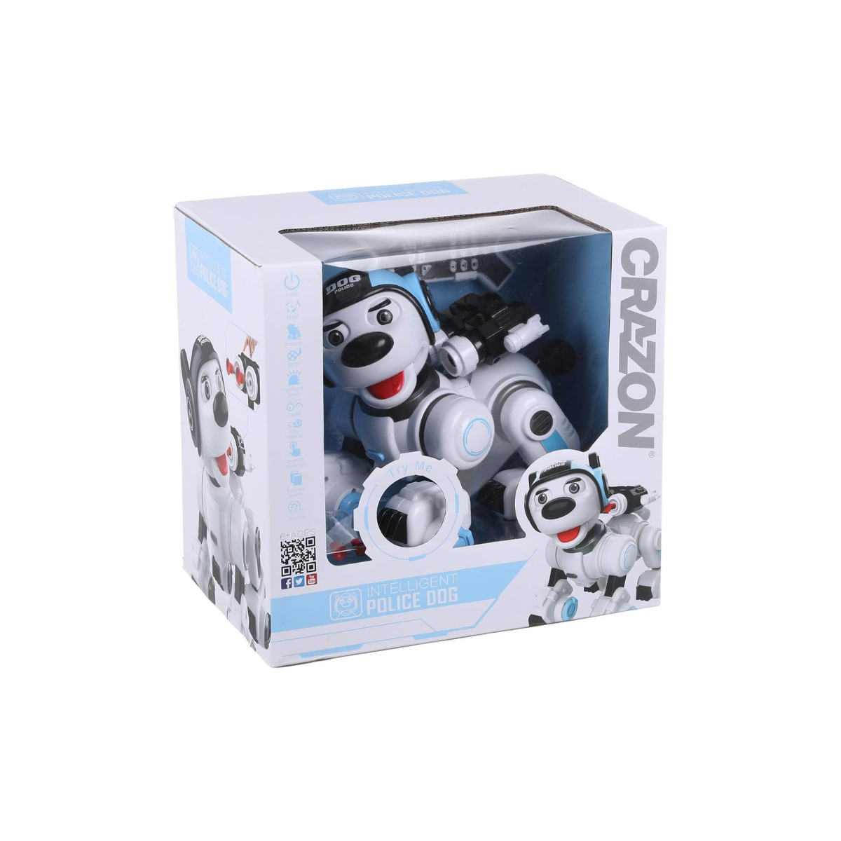 Crazon Blue Robotic Police Dog, IR Control Intelligent Robot Toy for Kids, Boys & Girls, Ages 3+
