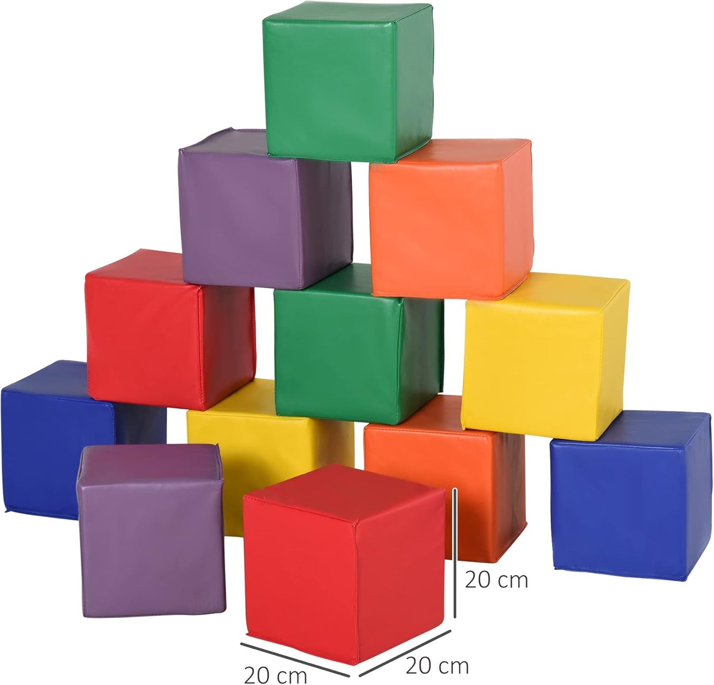 12 Piece Soft Play Foam Blocks Set for Toddlers, Baby Climbing Stacking Building Blocks, Indoor Learning Activity Toy, Safe PU Foam Playset, Ages 18 Months+