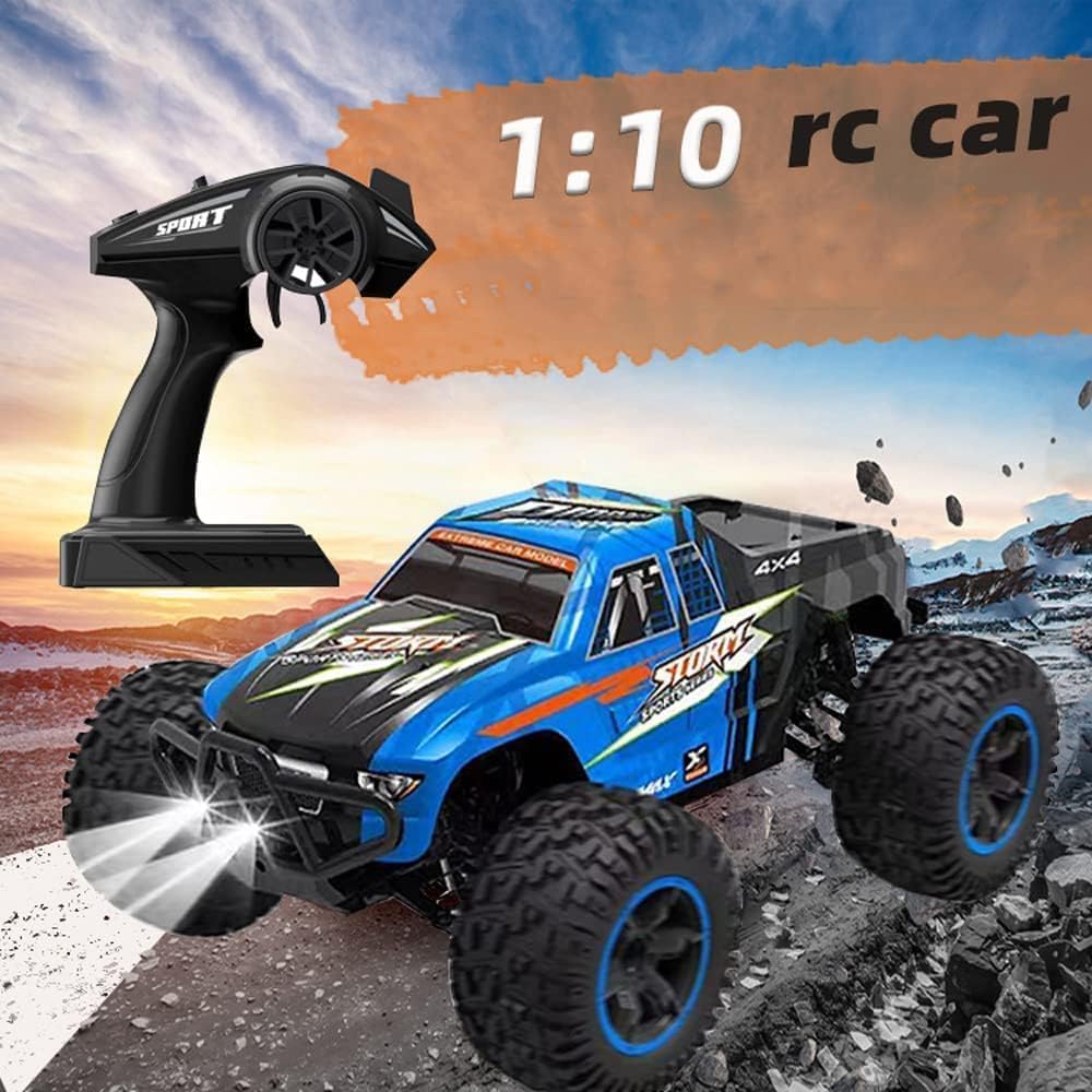 Crazon 2.4GHz RC High Speed Off Road Truck 1:10 Scale 4WD Remote Control Car RTR, 55kmh Fast Racing Monster Truck with LED Lights, Assorted Color, Ages 14+