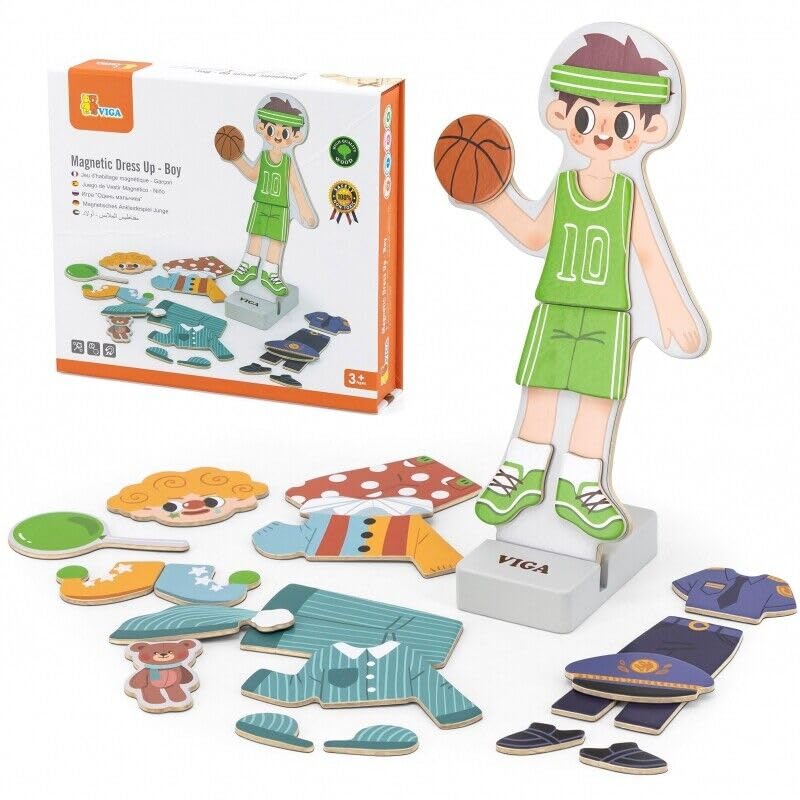 Viga Wooden Magnetic Puzzle Educational Dress Up - Boy