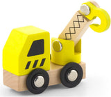 Viga Wooden Construction Vehicles Set, 6-Piece Push Along Play Trucks, Educational Toy, Ages 3+