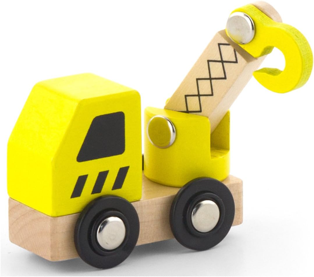 Viga Wooden Construction Vehicles Set, 6-Piece Push Along Play Trucks, Educational Toy, Ages 3+